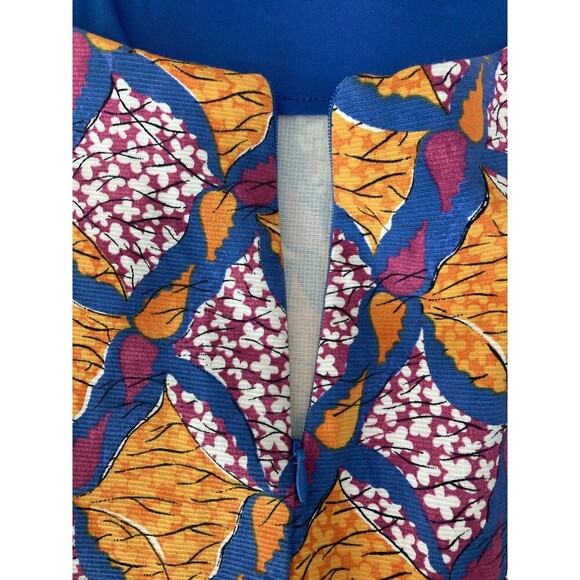 ZARA TRAFALUC Dress Women Medium Orange Blue Strappy Back Cutout Zip Closure - Picture 6 of 10